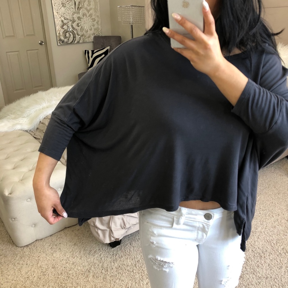 Express charcoal boxy crop dolman batwing top - Picture 6 of 11